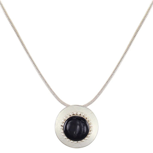 Small Black Disc Necklace