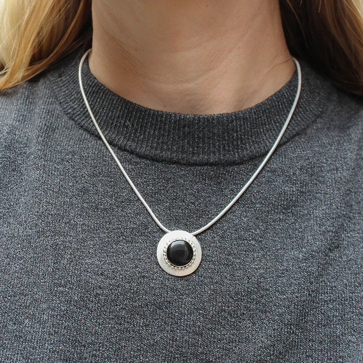 Small Black Disc Necklace