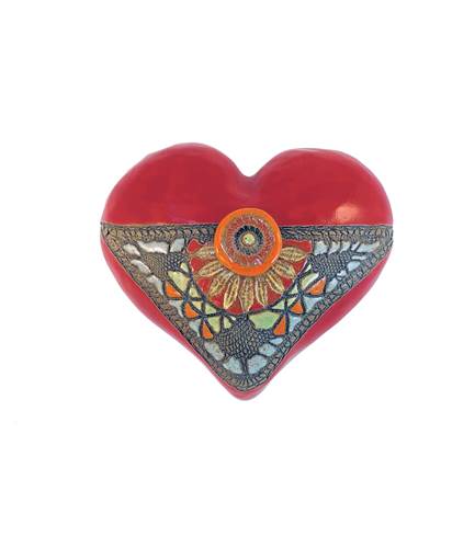 Black Eyed Susan in Red Ceramic Wall Heart Art