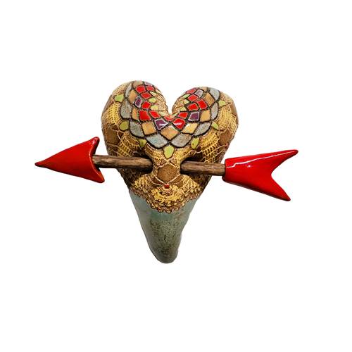 Little Valentine in Yellow Ceramic Wall Heart Art