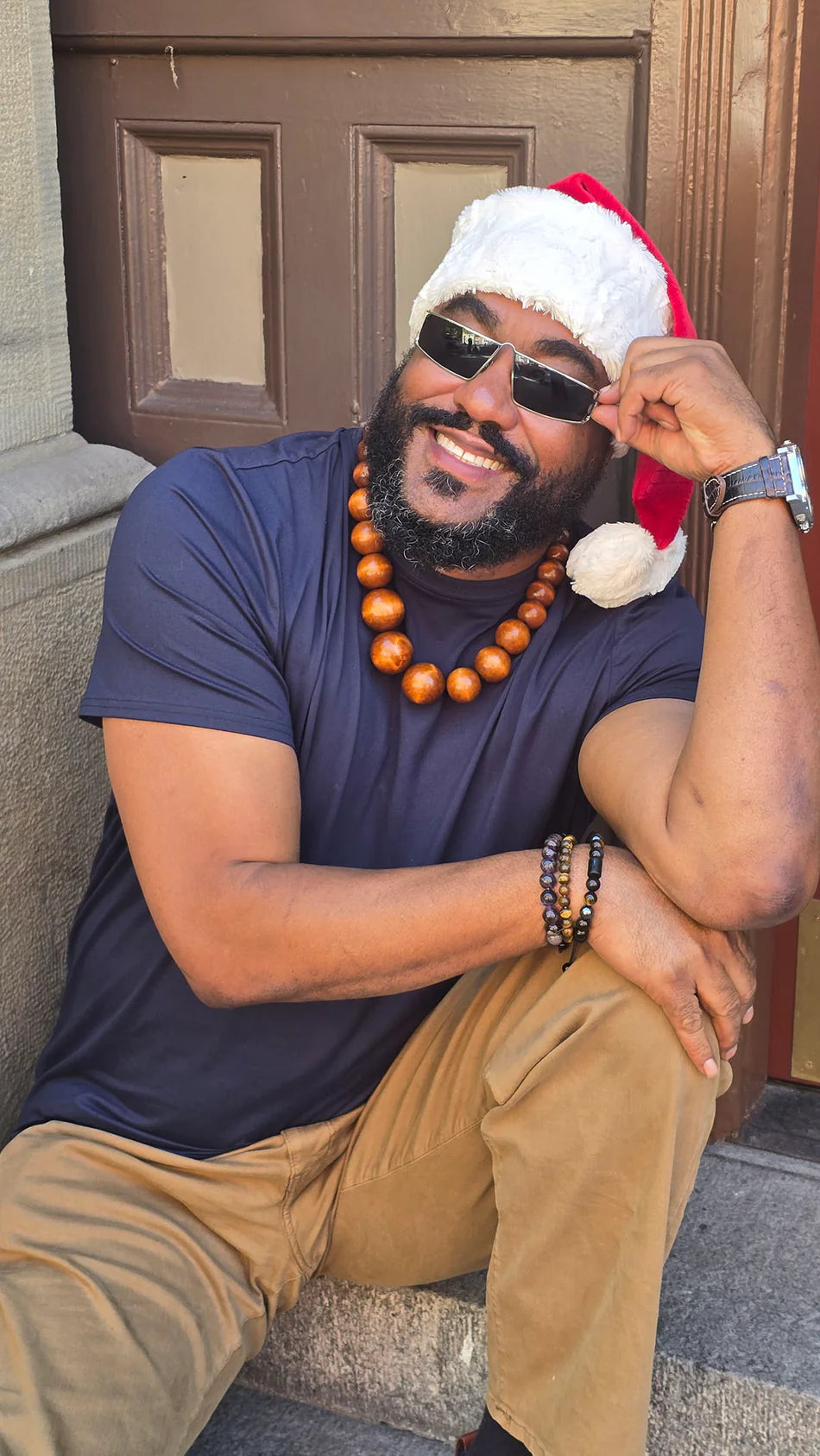 Santa Hat Style - Luxury Faux Fur in Red Palm with Cuddly Ivory Cuff
