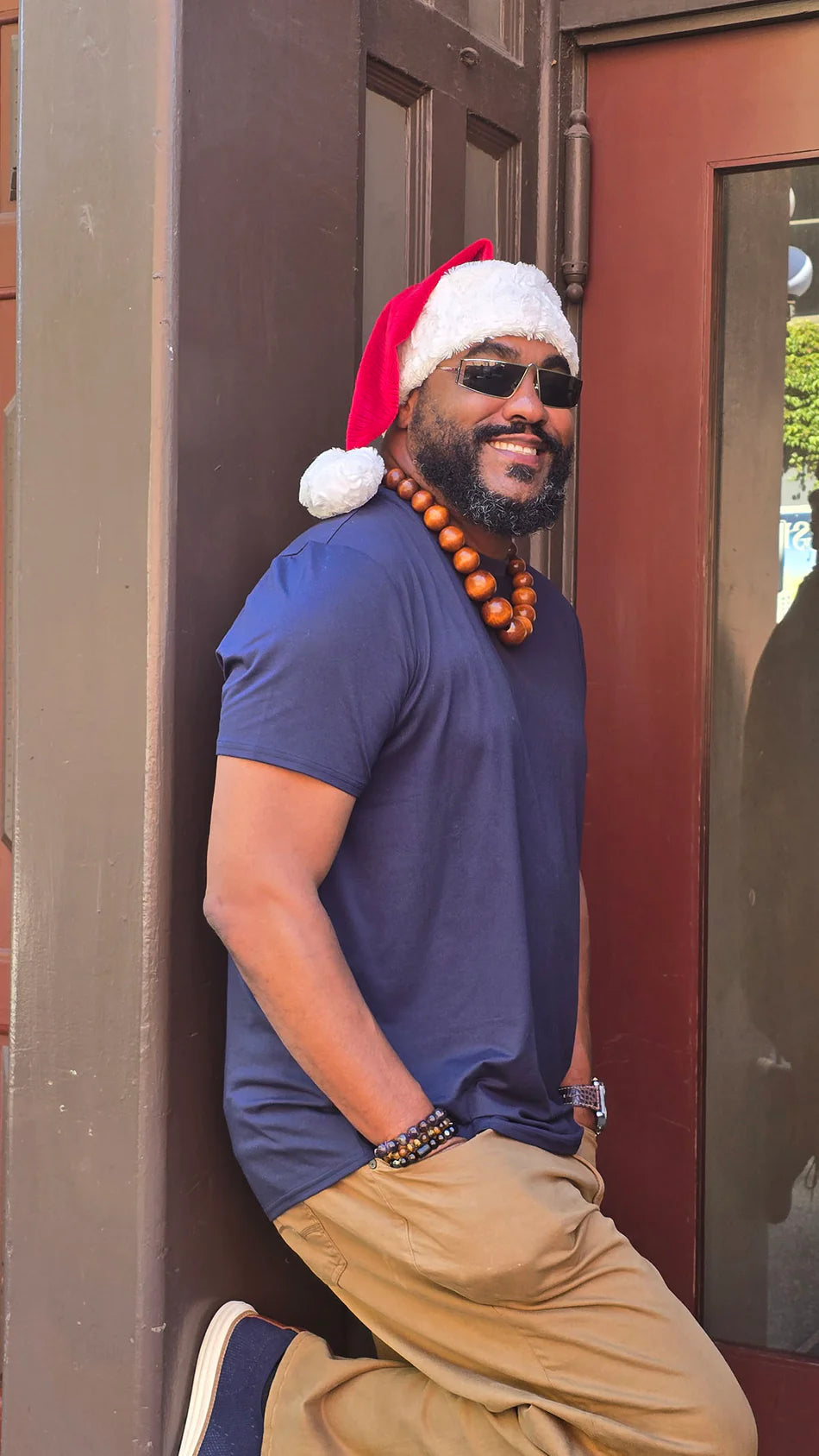 Santa Hat Style - Luxury Faux Fur in Red Palm with Cuddly Ivory Cuff