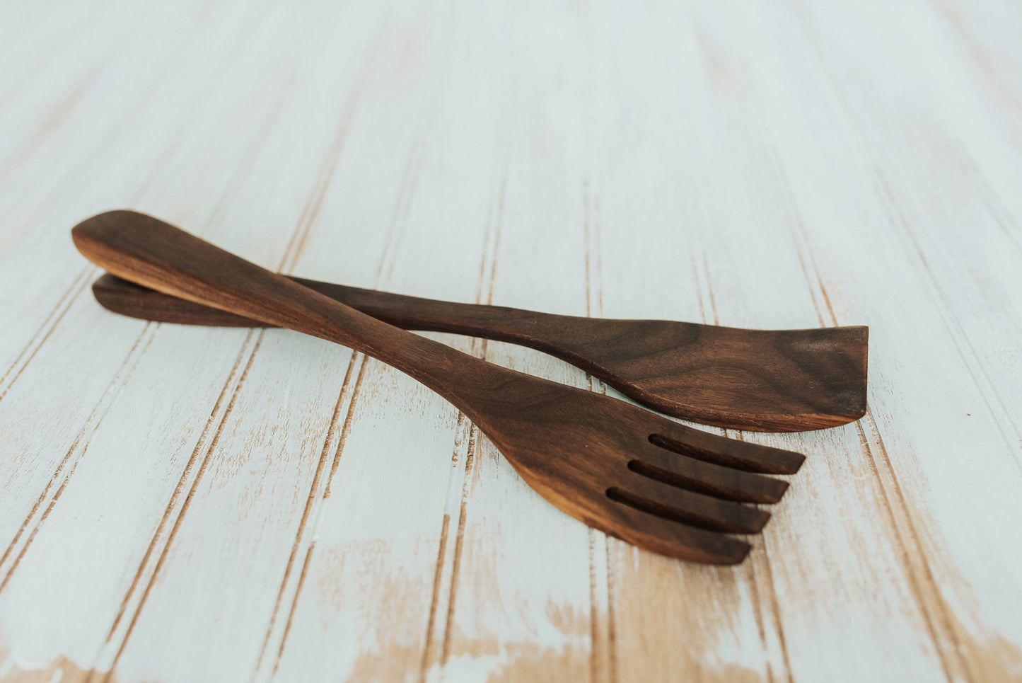14" Walnut Salad Servers w/ Bee's Oil Finish