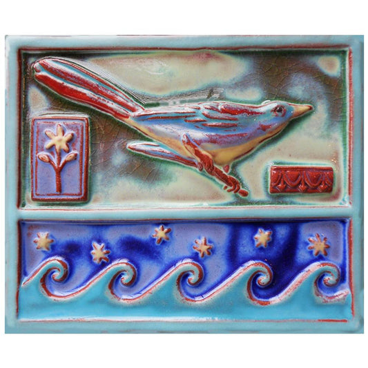 Bird of Fancy Wave Tile - 8x10