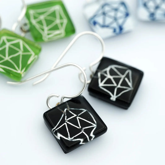 Polyhedra Square Earring-Black and White