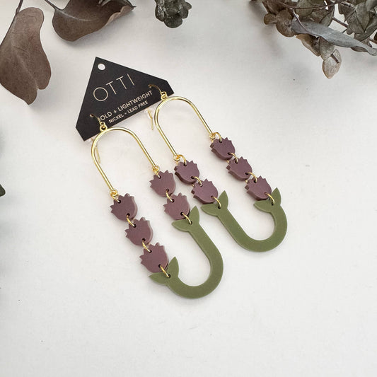 Botanical-Inspired Lightweight Acrylic Earring: Lavender
