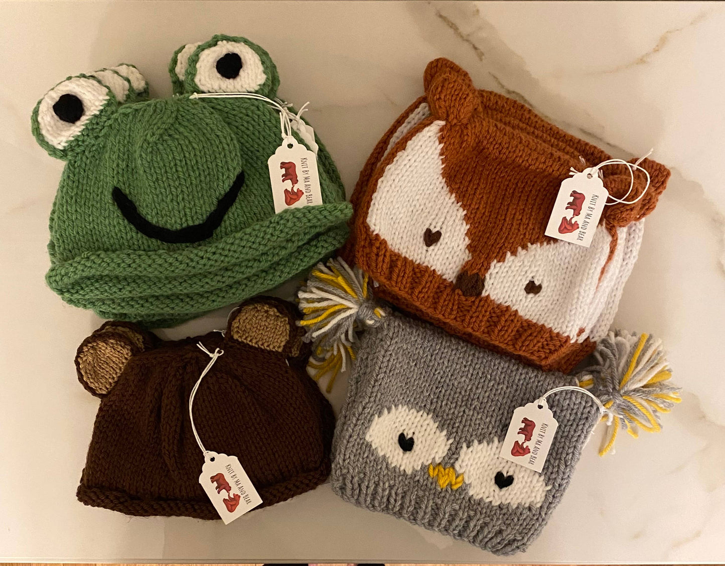 Owl hat; hand knit baby infant hats beanie newborn toddler : Baby