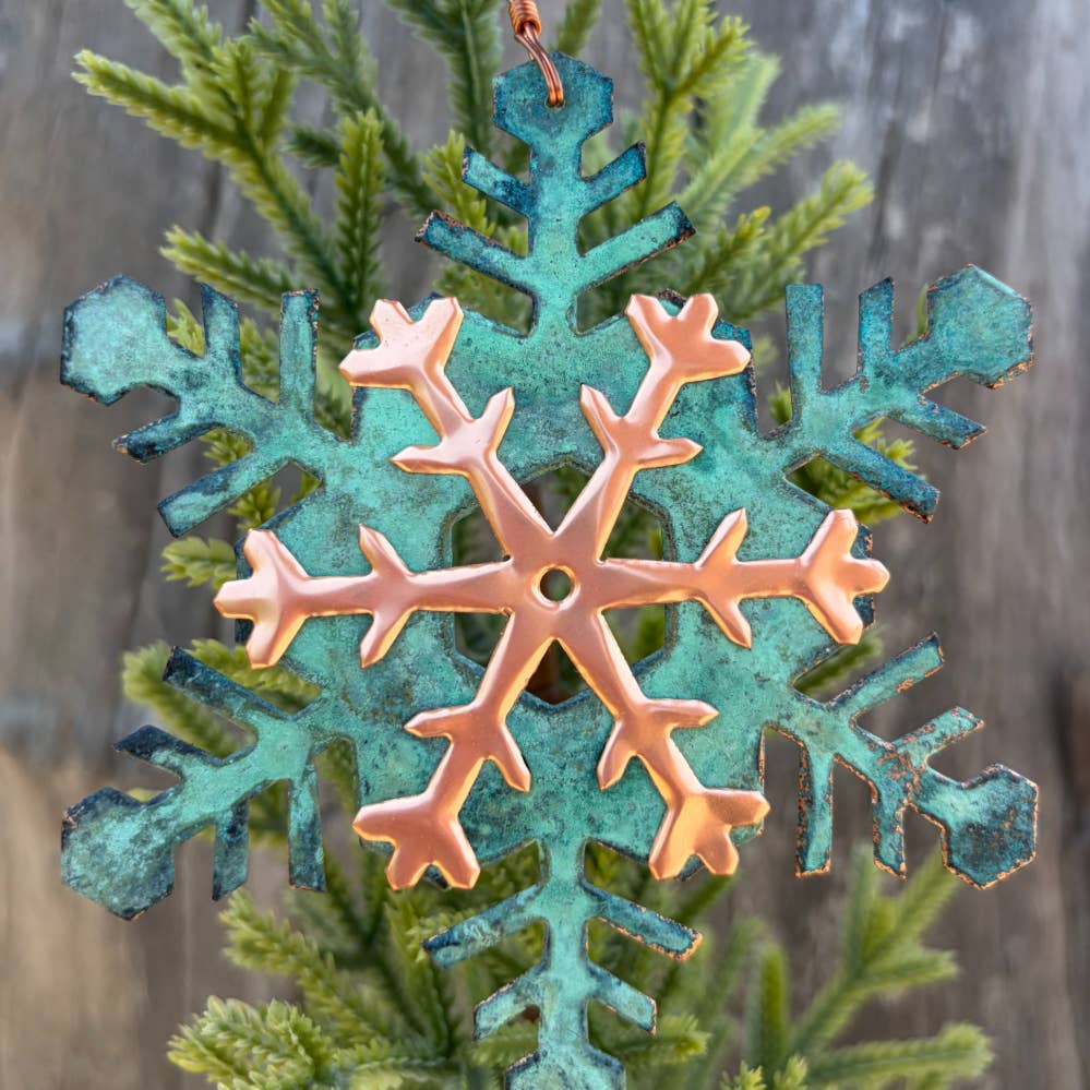 Snowflake Copper Christmas Ornament