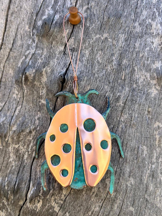 Ladybug Copper Christmas Ornament