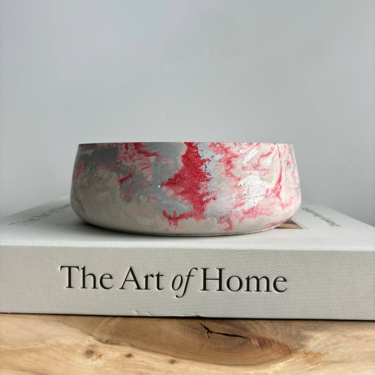 Daza - Decorative Concrete Bowl | Centerpiece Bowl: Red Fusion Marble / Without hole