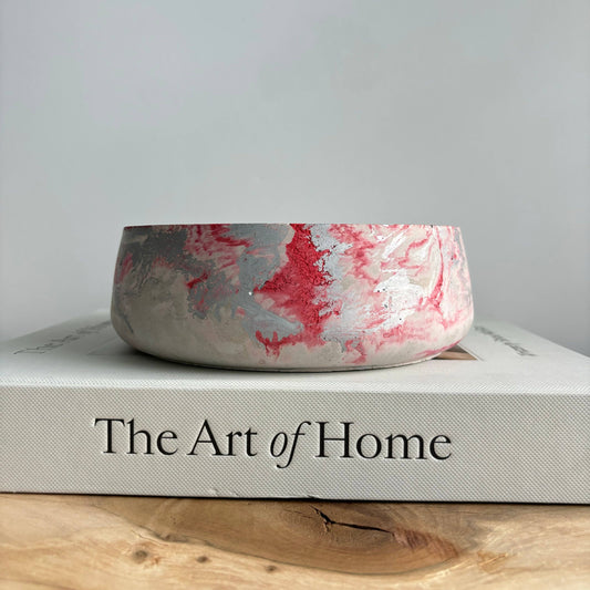 Daza - Decorative Concrete Bowl | Centerpiece Bowl: Red Fusion Marble / Without hole