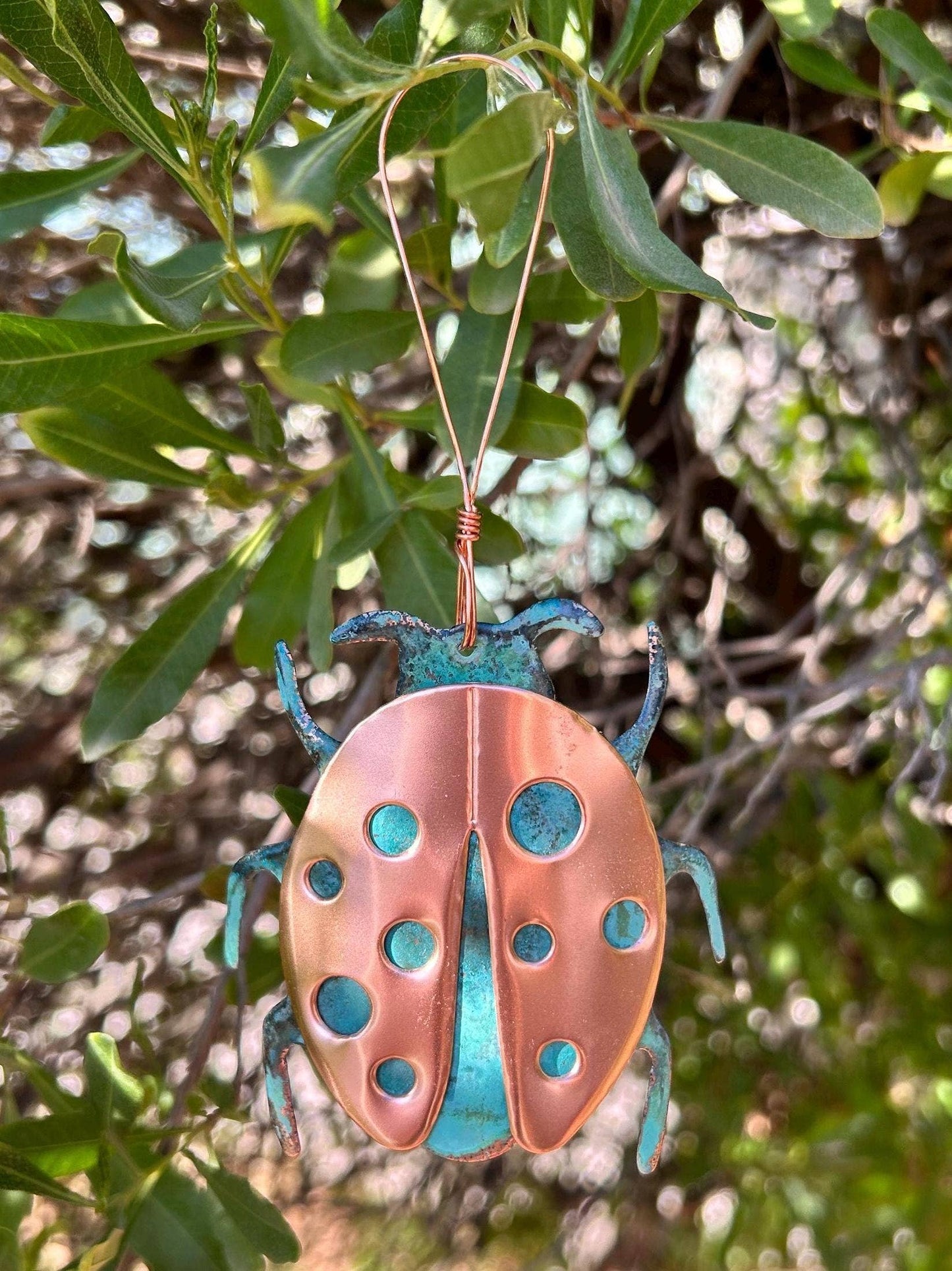 Ladybug Copper Christmas Ornament