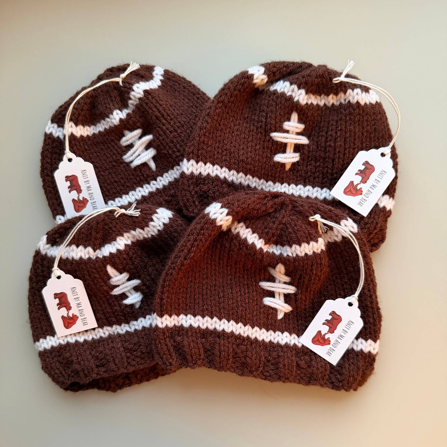 Football; hand knit baby hat and/or booties; baby toddler: Booties