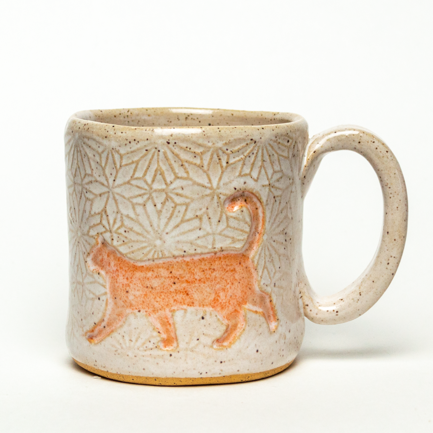 Orange Walking Cat Ceramic White 10 oz Mug