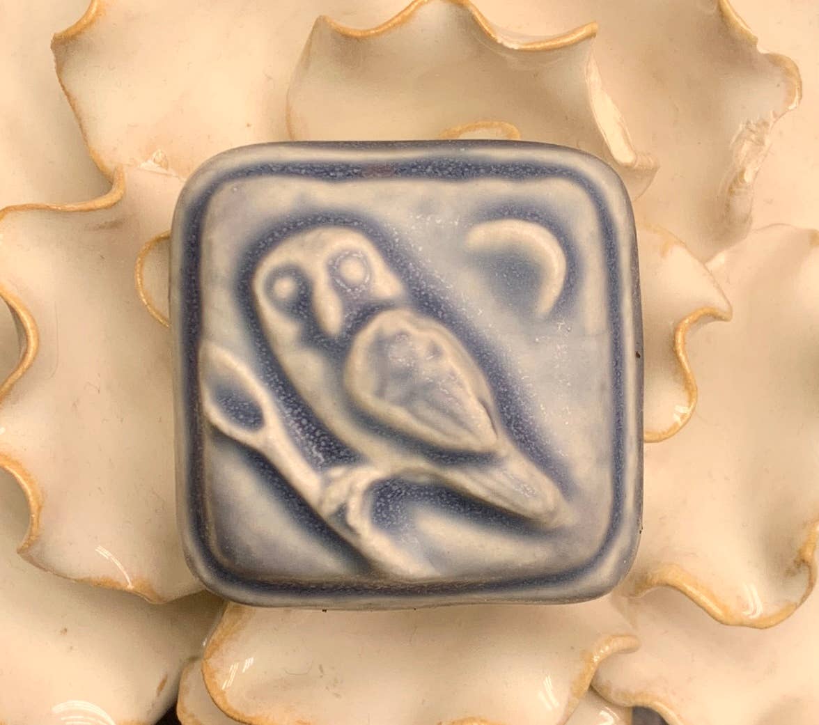 Owl Tile: Seaside Blue