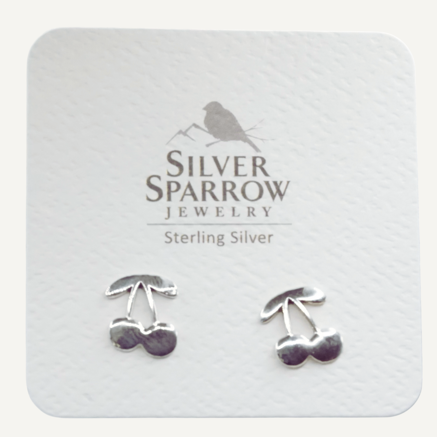 Cherry Sterling Silver Stud Earrings