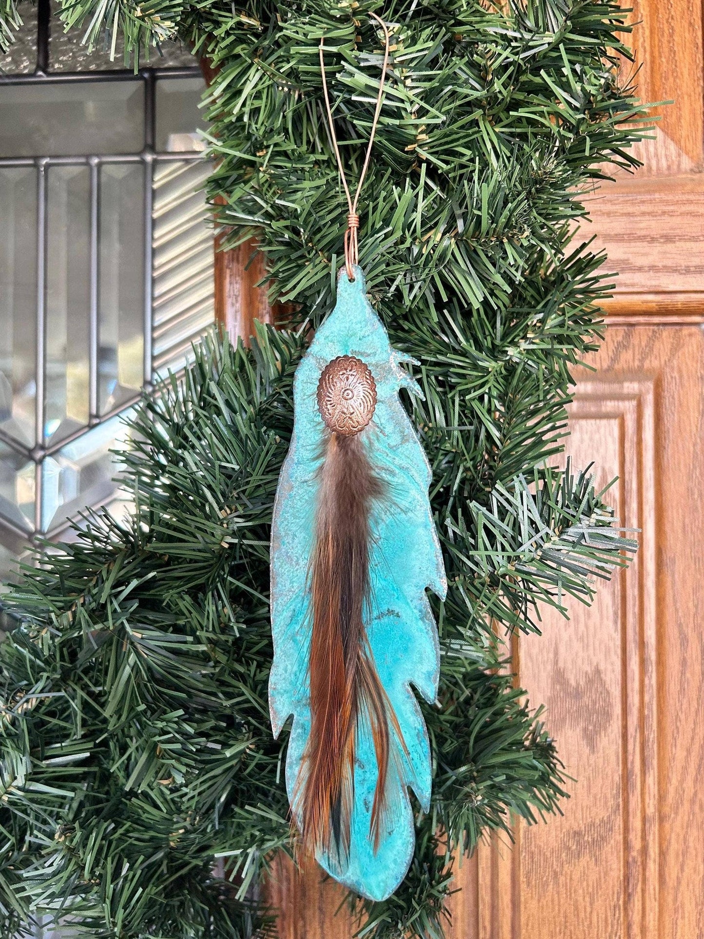 Feather Copper Christmas Ornament