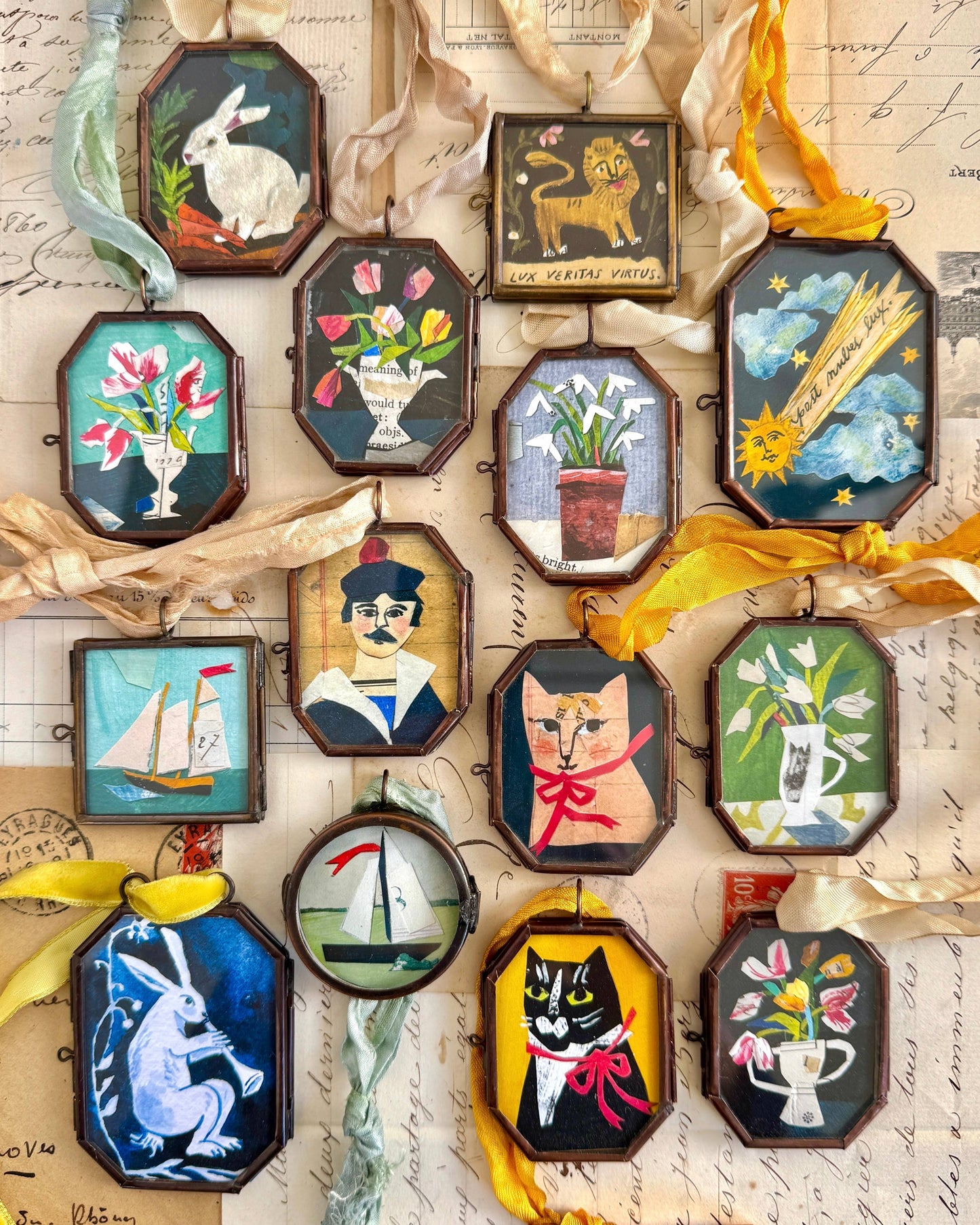 Lux Lion ~ Art Locket Ornament Inspirational Decor Handmade 