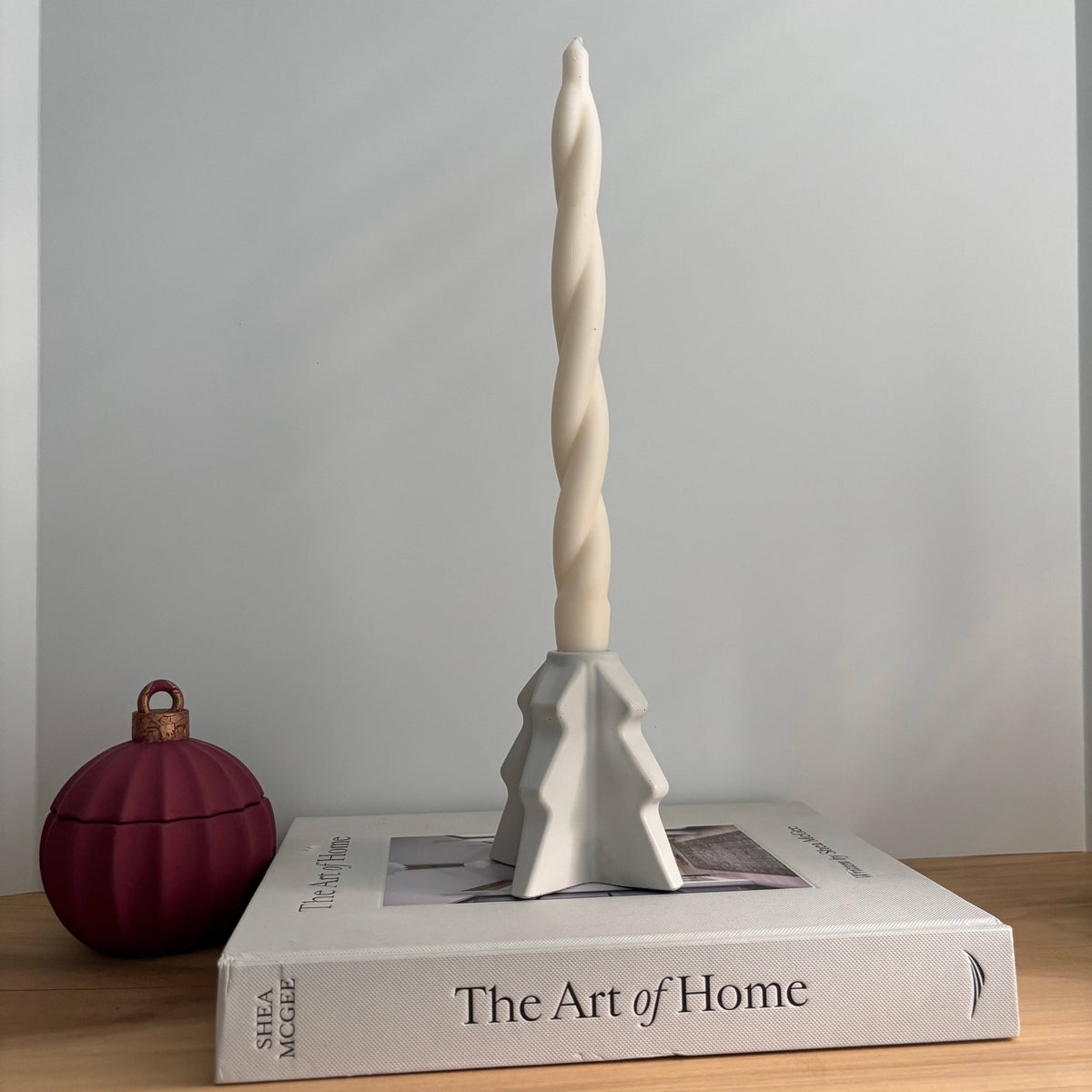 Evera - Geometric Taper Candle Holder | Modern Holiday Decor: Greige Gold