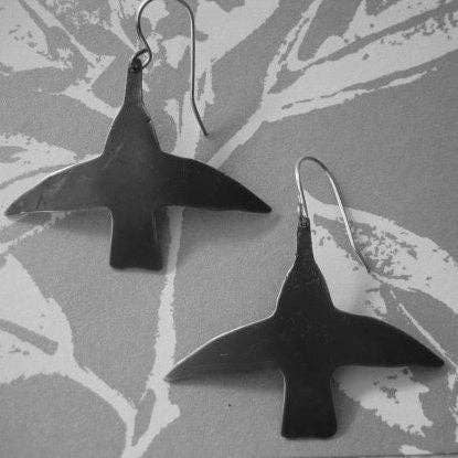 Frida's Hummingbird Earrings: Matte Silver