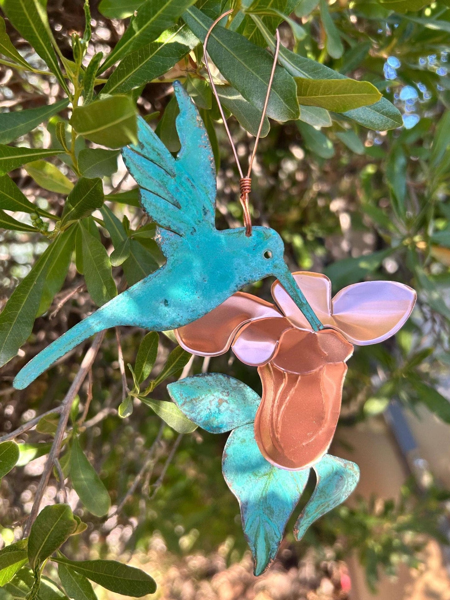 Hummingbird Copper Christmas Ornament