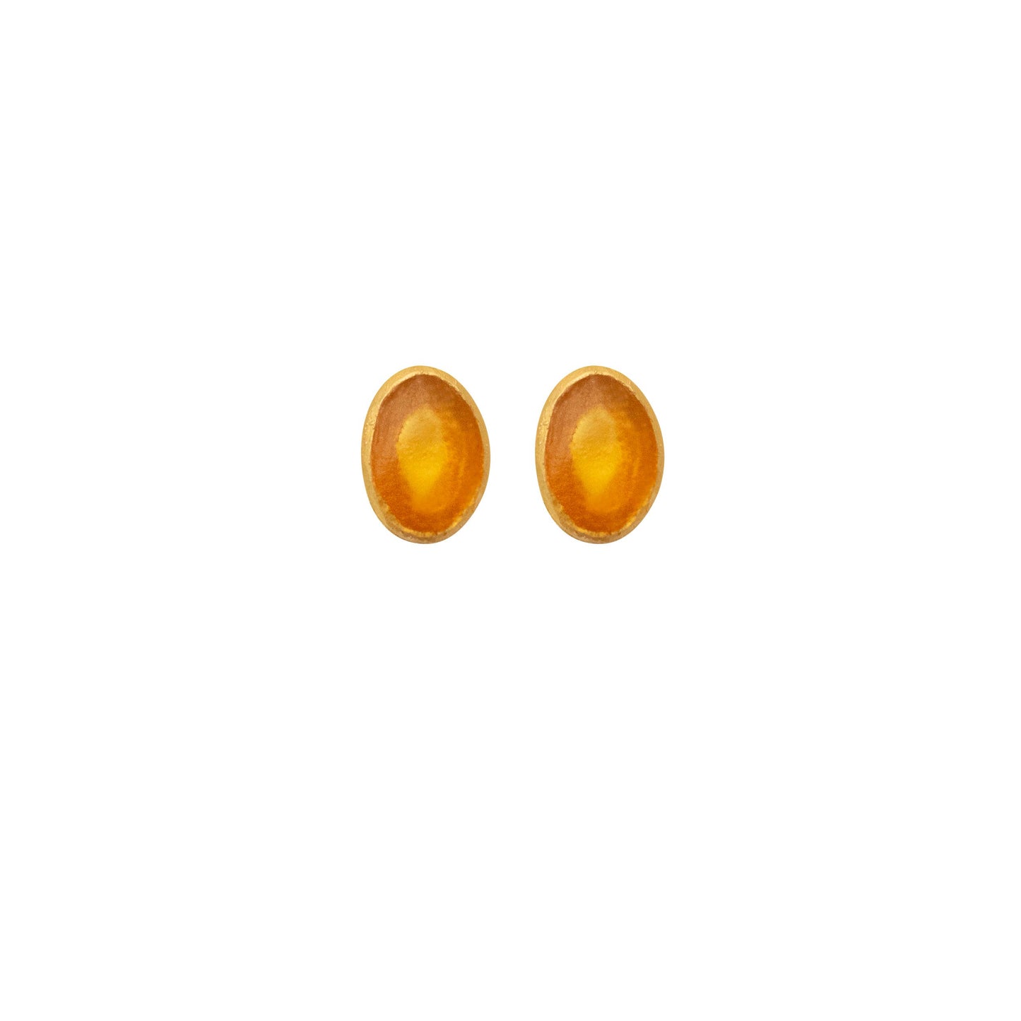 Small Oval Post Earrings: Orange