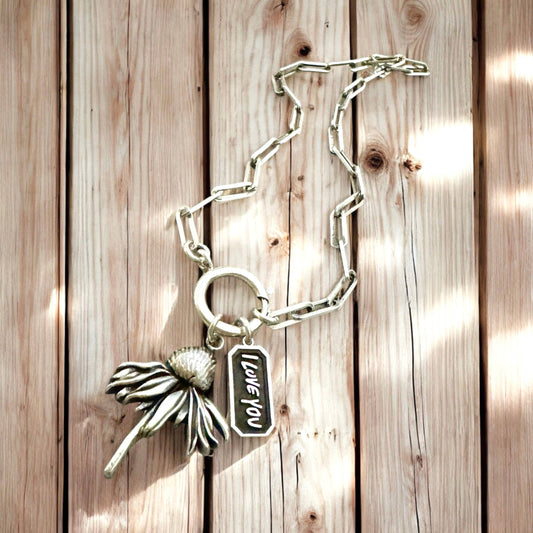 Sterling Silver Cone Flower Charm