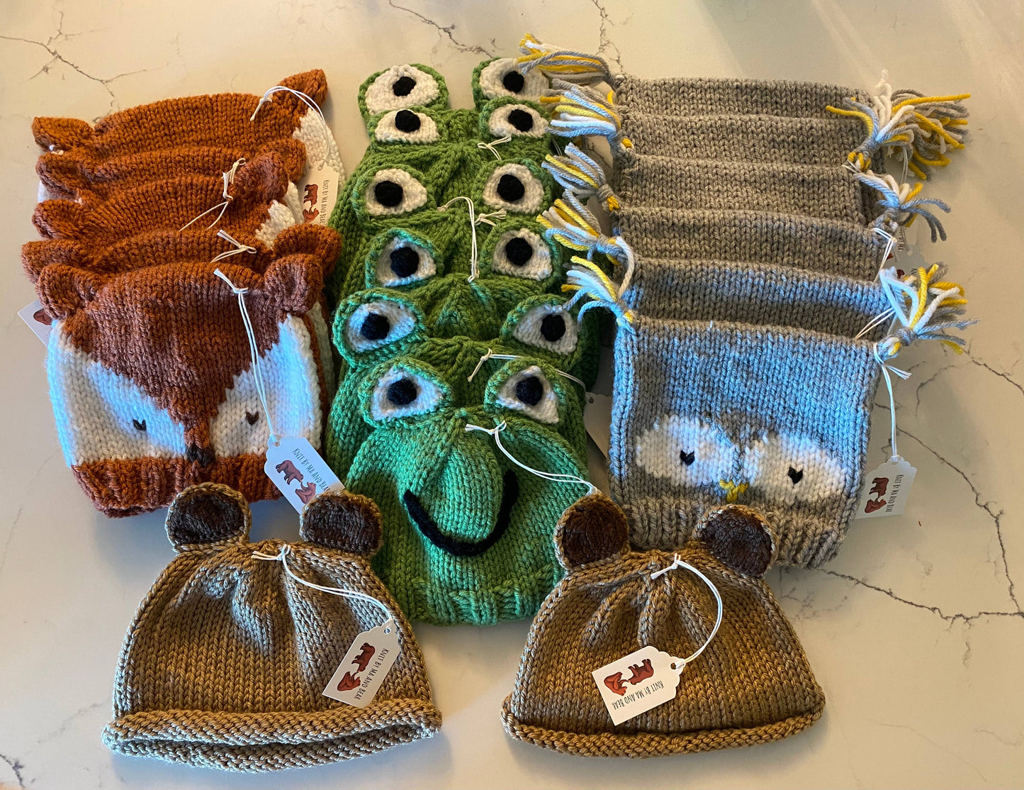 Owl hat; hand knit baby infant hats beanie newborn toddler : Baby