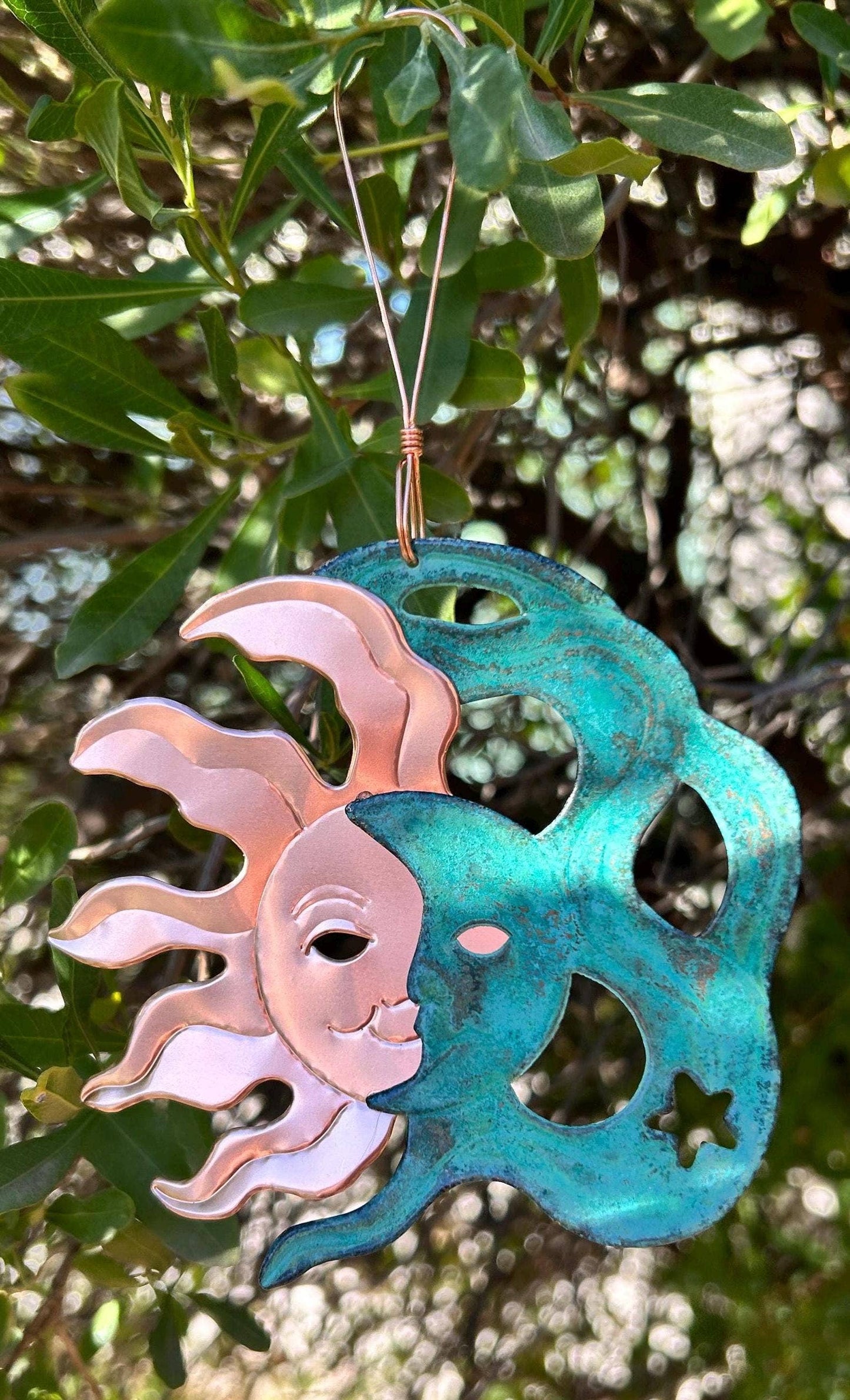 Sun & Moon Copper Christmas Ornament
