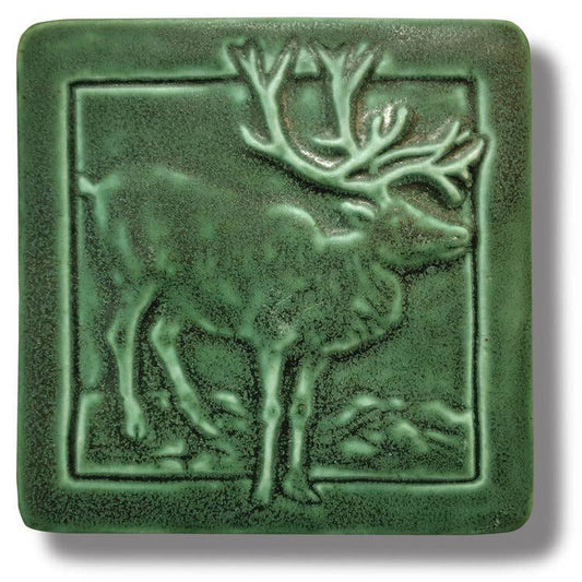 Caribou Art Tile 4x4": Leaf Green glaze