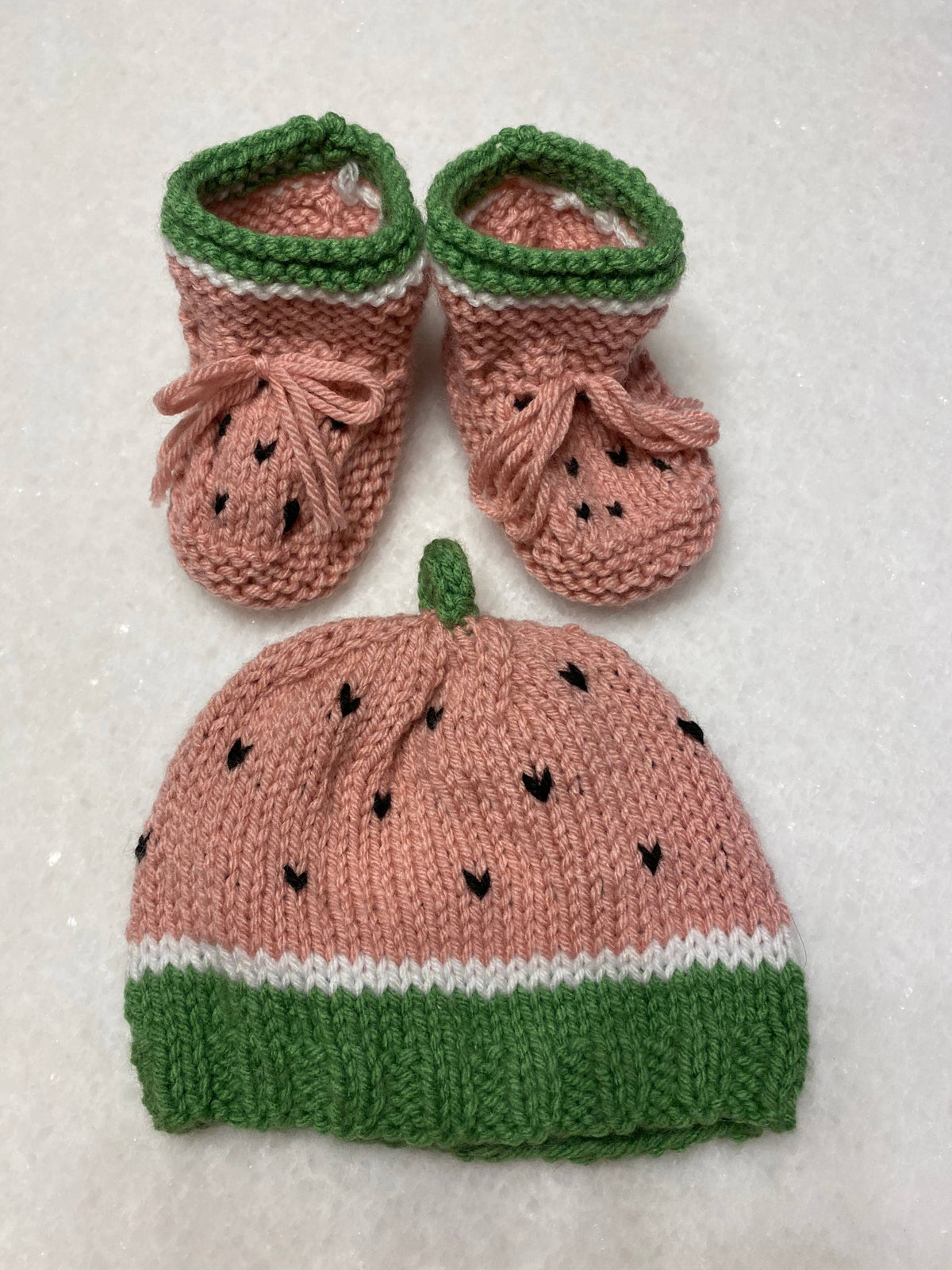 Watermelon; Hand knit hat and/or  booties; Baby Toddler Girl: Toddler hat