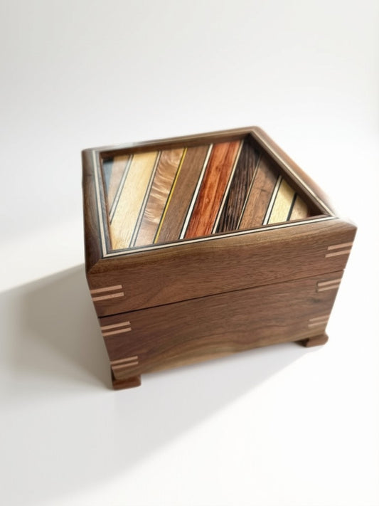 Walnut Square Box w/ Fitted Lid