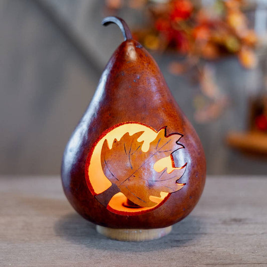 Gourd Luminary - Maple Leaf Silhouette Lit