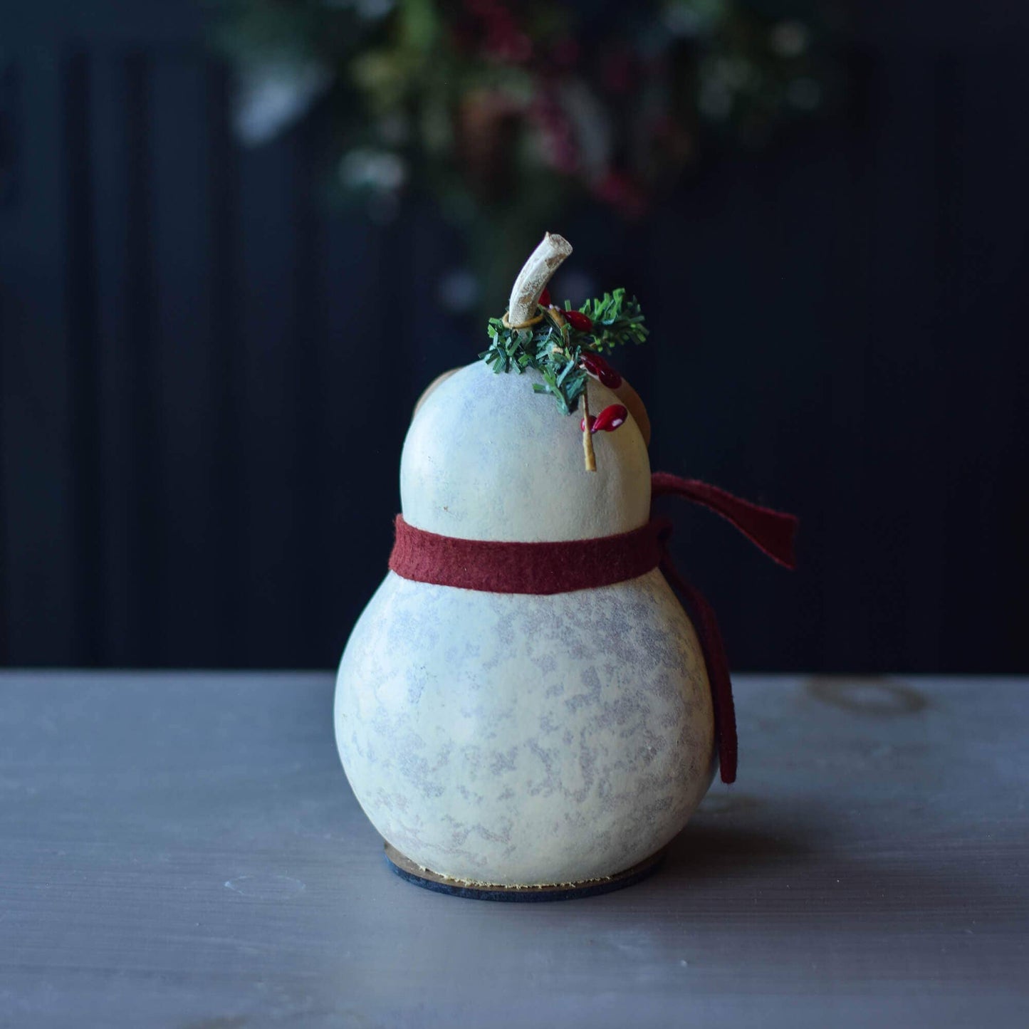 Hand-Crafted Owl Gourd - Olwen Miniature - Christmas Decor