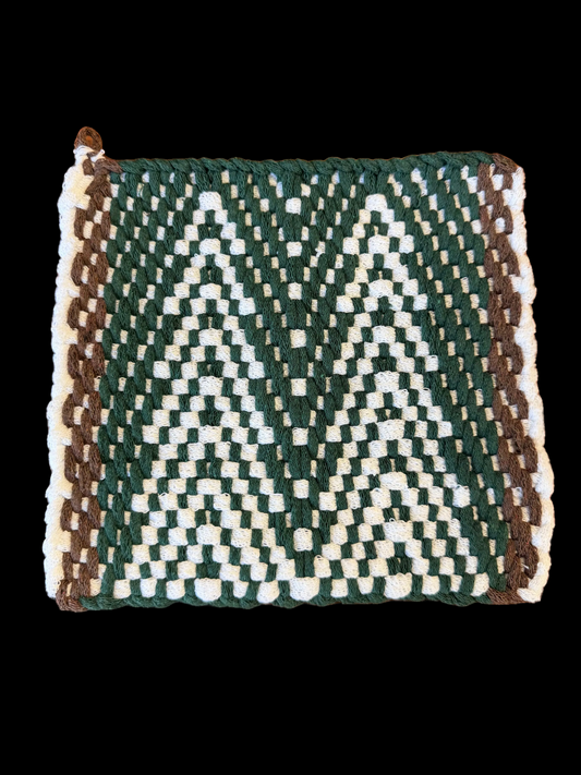 8x8 Hand-Loomed Kitchen Textile - "Snowy Pines"