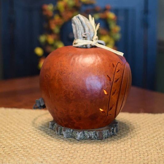 Hand-Crafted Gourd - Pumpkin Silhouette Lit - Fall Decor