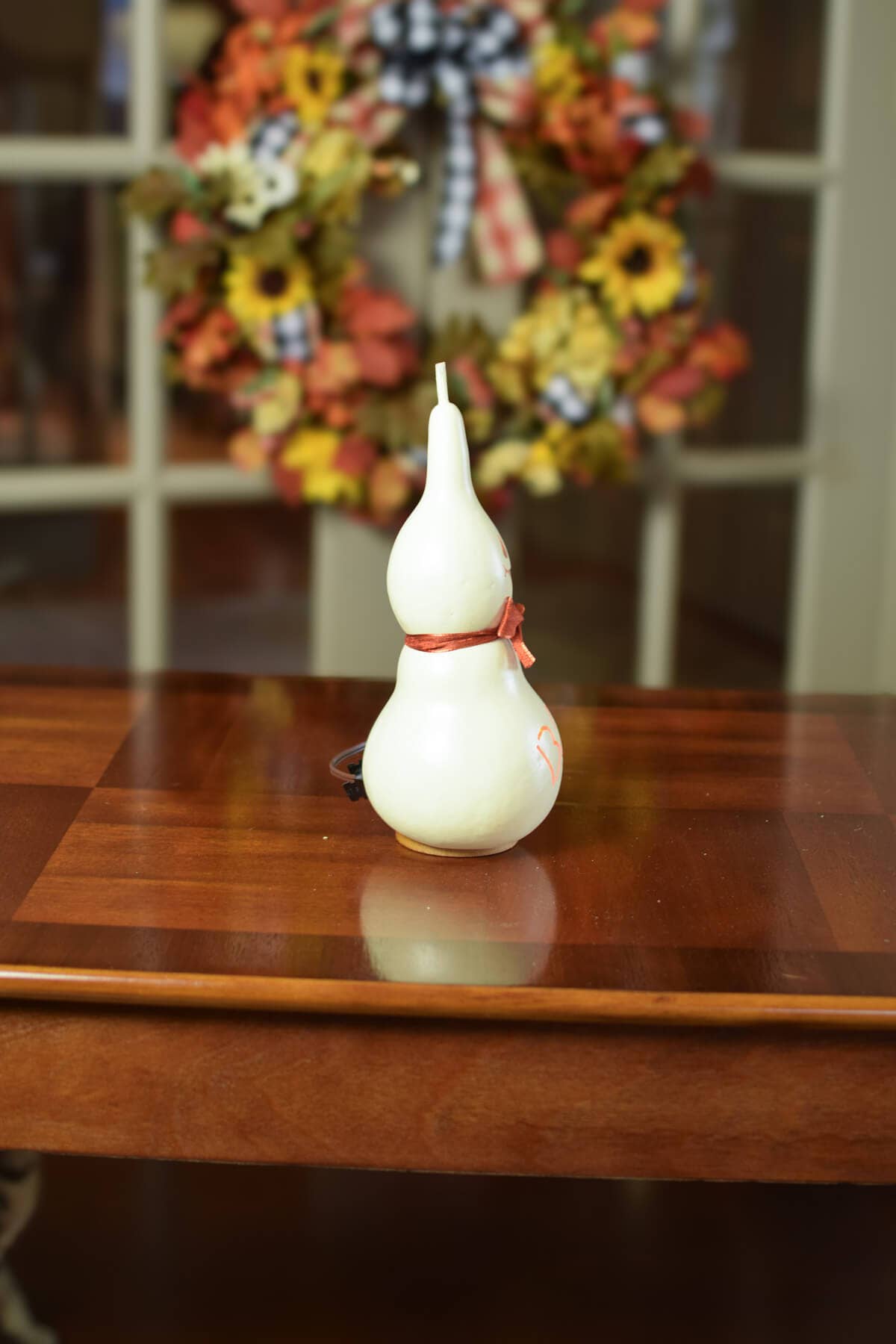 Hand-Crafted Ghost Gourd - Jake Small Tall Lit - Halloween
