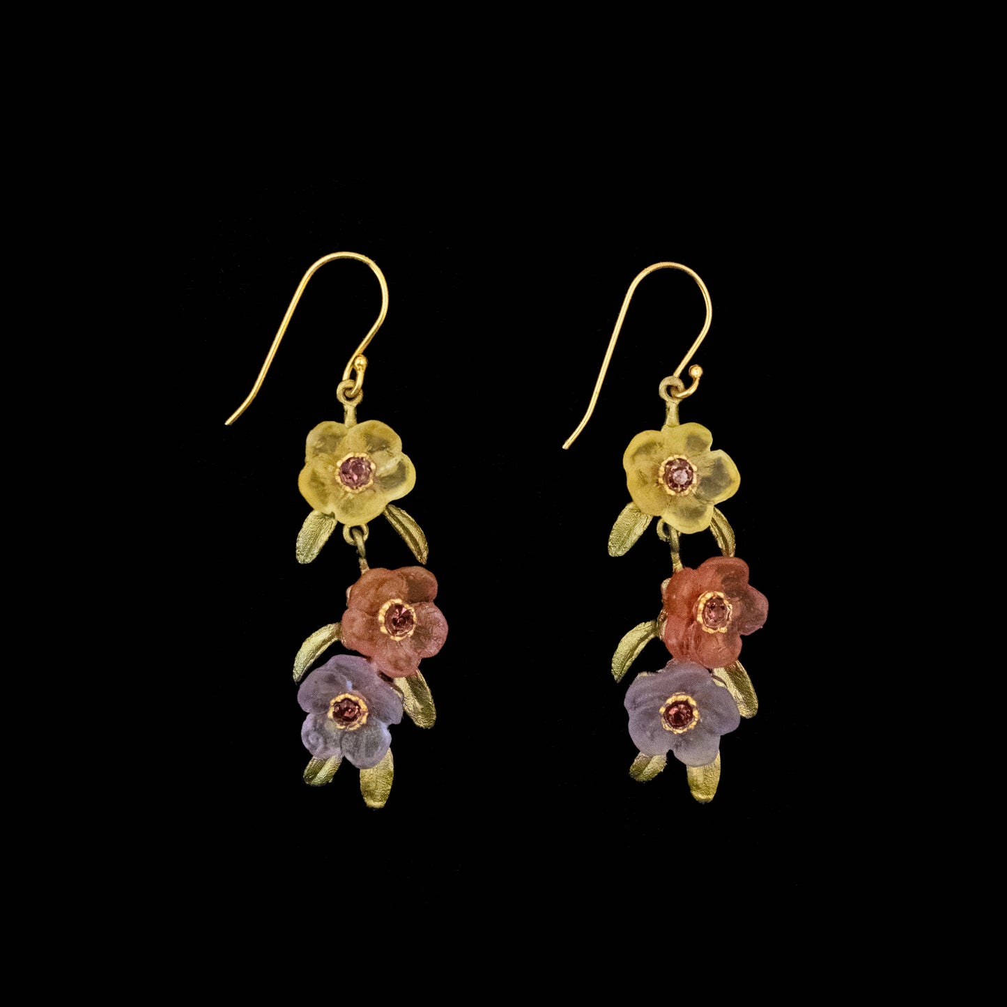 French Bouquet 3-Flower Wire Earrings