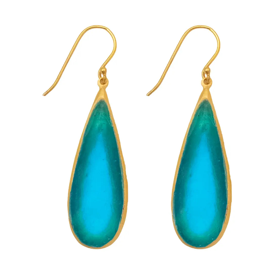 Tear Drop Bubbles Long Wire Earrings