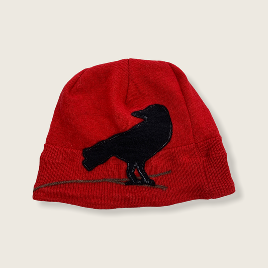 Wool Hat-Crow on Red