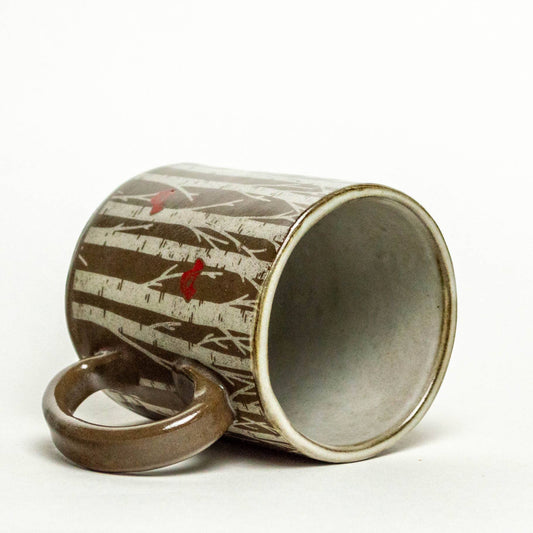 Birch Trees Chocolate Clay Handmade Ceramic 12oz Mug