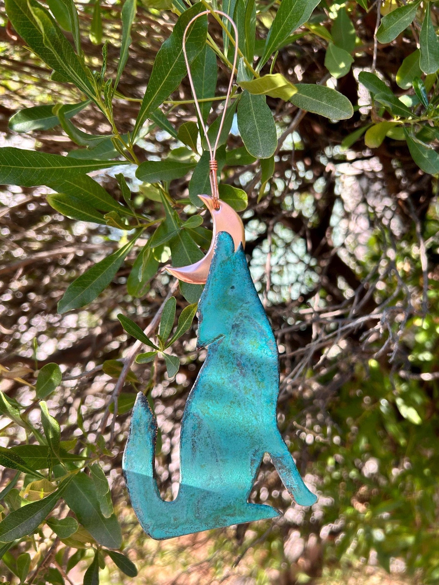 Coyote Wolf Copper Christmas Ornament