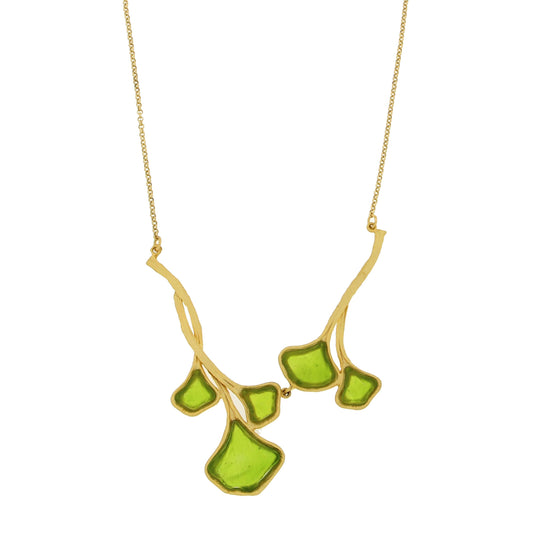 Ginkgo 16" Adj. Leaf Necklace: Green