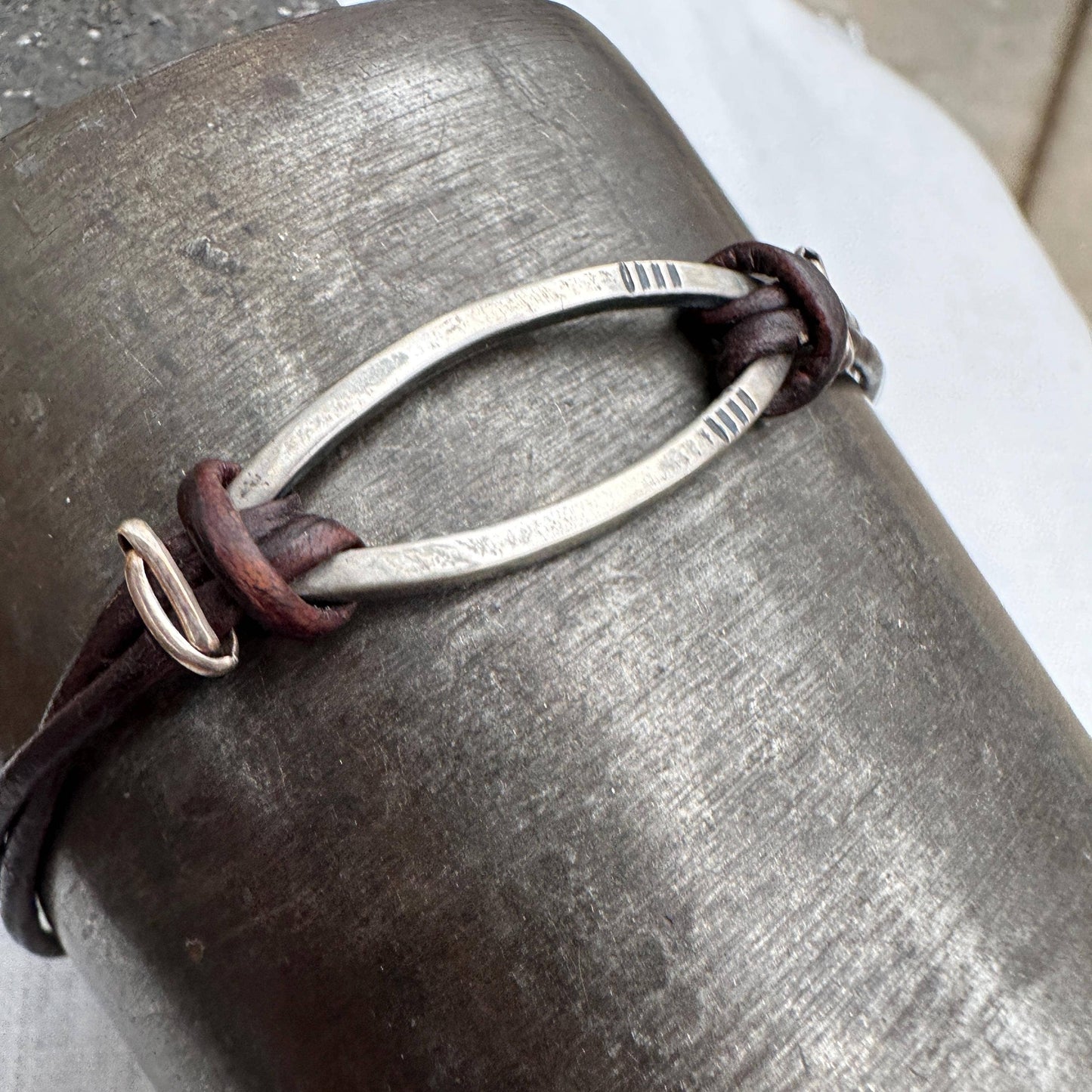 Bridle Leather & Sterling Silver Knotted Bracelet