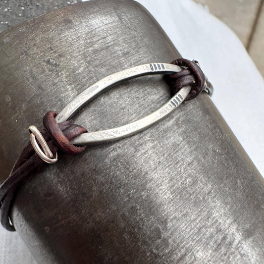 Bridle Leather & Sterling Silver Knotted Bracelet
