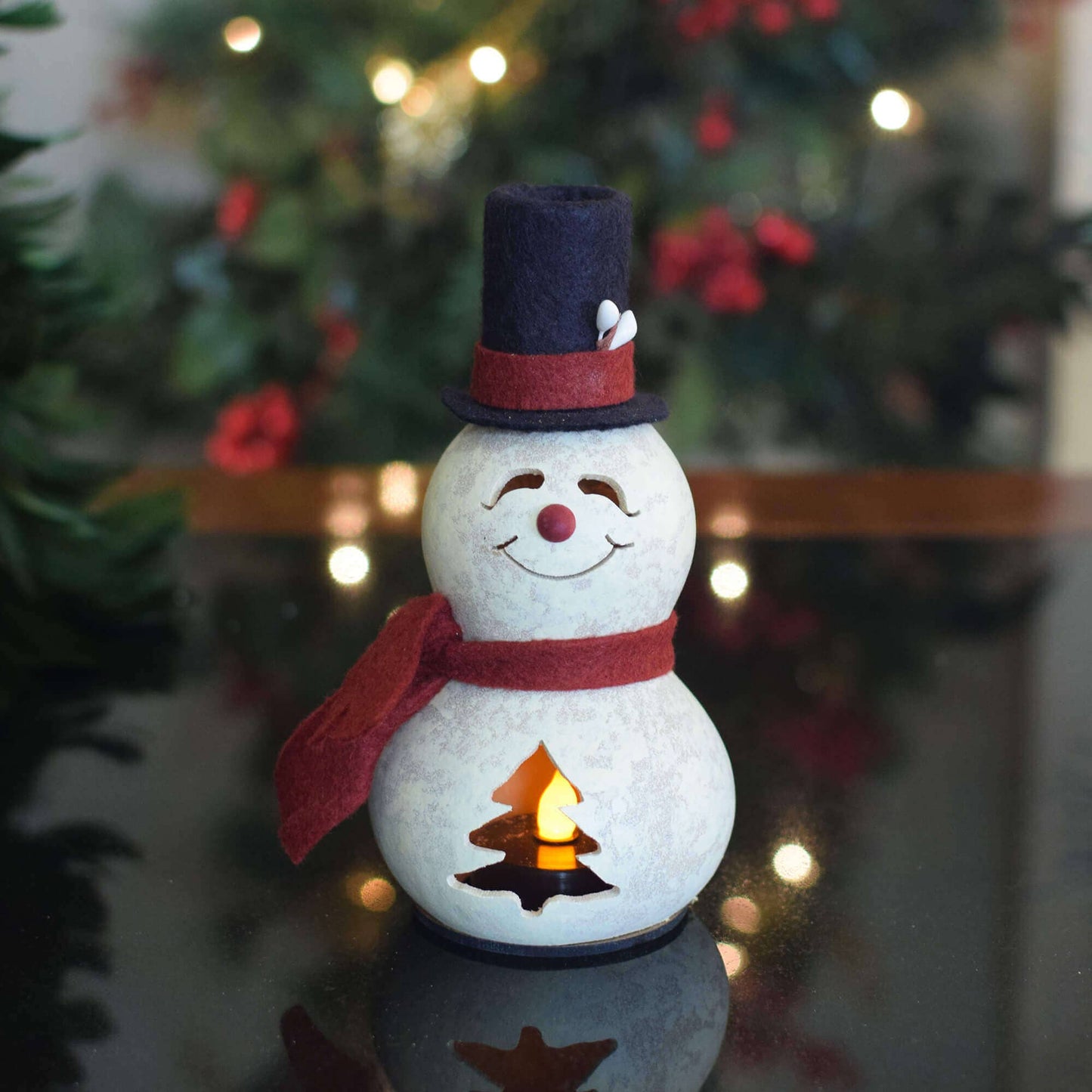 Hand-Crafted Snowman Gourd - Easton Miniature - Winter Decor