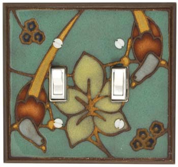 Double Ceramic Switchplate - Bird on Branch