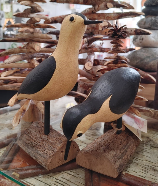 two-black-white-sandpiper-wood-carved-art