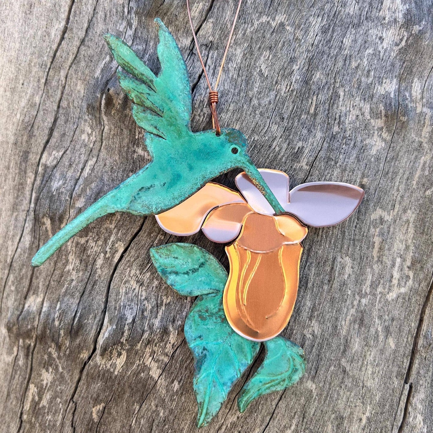 Hummingbird Copper Christmas Ornament