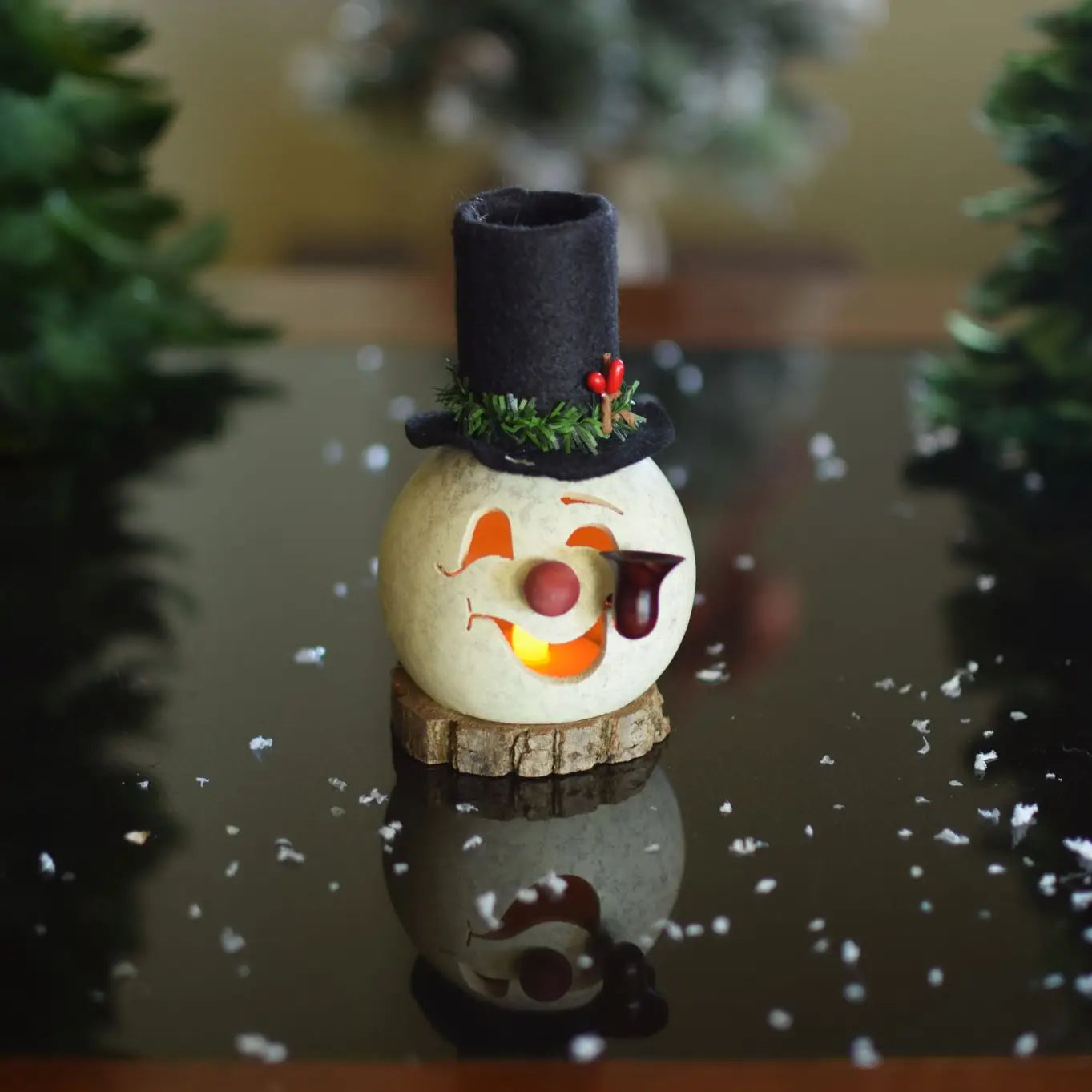 Clyde Snowman Hand-Crafted Gourd - Miniature